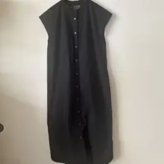 無印良品フレンチスリーブシャツワンピース L 黒