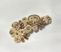 極美品◆ミハエルネグリン バレッタ　ベージュ〜ピンク系 ヴィンテージ調 クリップ