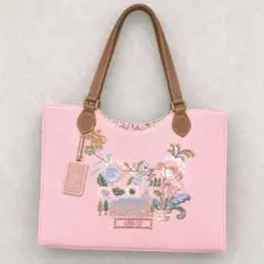 【美品】ANNA SUI トートバッグ ピンク 刺繍 花柄 教会 バタフライ蝶々のサムネイル