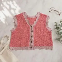 B84 w closet コットン100% ニットベスト ピンク F