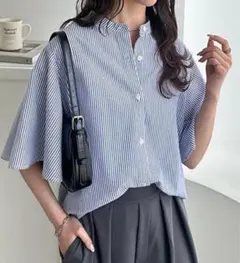 GeeRa フレア袖バンドカラーブラウス　【ほぼ未使用】のサムネイル