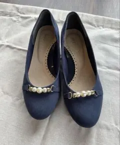 ウェッジソール♡ネイビーパンプス♡パール装飾