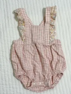 フタフタ　ギンガムチェックロンパース　80サイズ