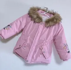 ファー付きフード 女の子 ピンク 上着 コート ダウンジャケット 110