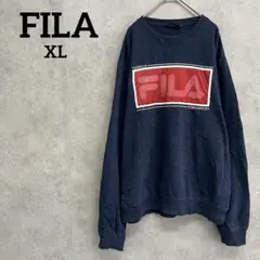 フィラ　FILA スウェット　トレーナー　ブランドロゴ　ネイビー系　XL