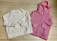 ユニクロ　UNIQLO パーカー　フーディー　フリース　長袖　シャツ　ピンク　白