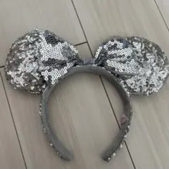 ディズニーカチューシャ　ミニーマウス　シルバー　スパンコール