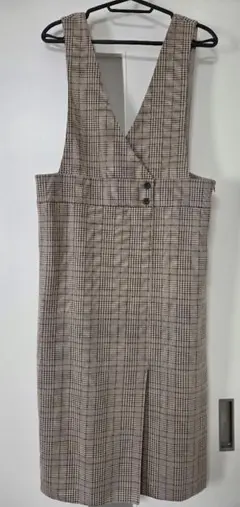 チェック柄 Vネック ジャンパースカート