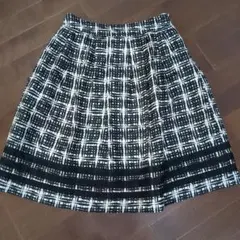 フレアスカート 白黒 チェック柄
