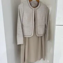 ベージュ ツイード風 ジャケット ワンピース セット