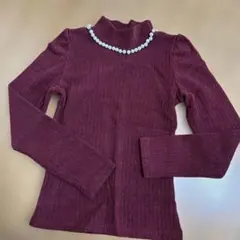 GRL バーガンディ パールタートルニット