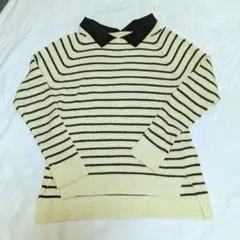 PAGEBOY★アイボリーと黒のストライプニットセーター