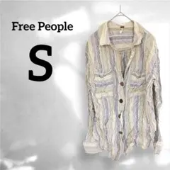 Free People【S】長袖 シャツストライプ ボタン付き シック