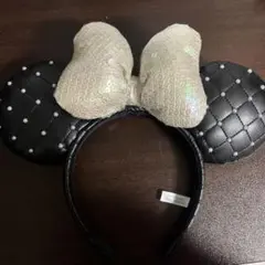 ミニーマウス耳カチューシャ 黒リボン付き