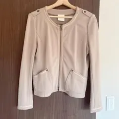 オペークドットクリップ　ノーカラージャケット　Lサイズ　ブラウン　羽織り