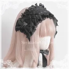 ♡ Princess rose フリルリボンヘッドドレス black ♡