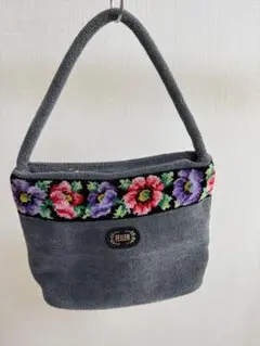 FEILER 花柄刺繍 グレー ハンドバッグ
