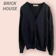 BRICK HOUSE長袖カーディガン　ニット薄手　シンプル黒　ボタン/Mのサムネイル