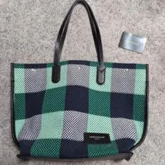 美品　LONGCHAMP　ロンシャン　チェック　レザー　トートバッグ　2way