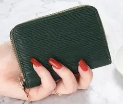 m47 グリーン☆ミニ財布◇名刺入 カードケース 定期 大容量 812