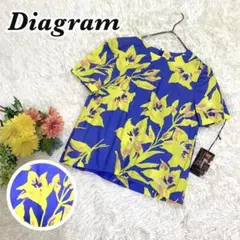 新品未使用品ダイアグラム グレースコンチネンタル 花柄 ブラウス ブルー半袖のサムネイル