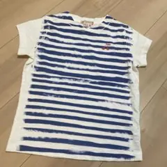 ボンポワン　ストライプ半袖Tシャツ 100cm チェリー刺繍のサムネイル
