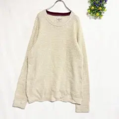 パワートゥーザピープル【L】長袖ニット セーター かぎ編み 重ね着 ホワイトのサムネイル