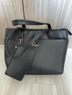 【MARY QUANT】ブラックトートバッグ ポーチ付き