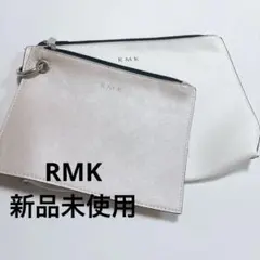 rmk カラビナ付き2連ポーチ　ホワイト　シャンパンゴールド