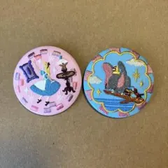 【アリス・ダンボ】ディズニー刺繍缶バッジ