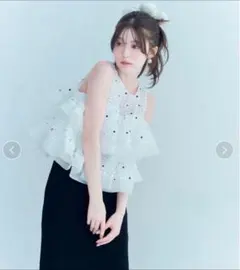 SNIDEL フリル ノースリーブ トップス ドット柄 - メルカリ