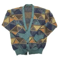 Vintage ヴィンテージ　グリーン　黄色　セーター　カーディガン