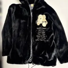 GALFY フード付き ブラックフリースジャケット