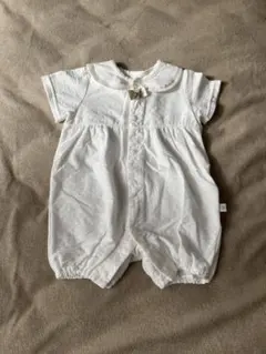 ホワイト 襟付きロンパース