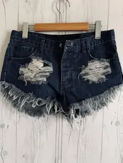 ♡ one tea spoon ダメージ加工ダークブルーショートパンツ