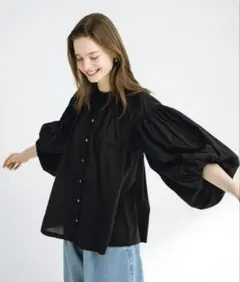 エアリーコットンボイルギャザーブラウス