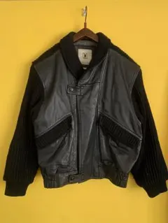 90s vintage play boy レザー ニット切り替え ブルゾンのサムネイル