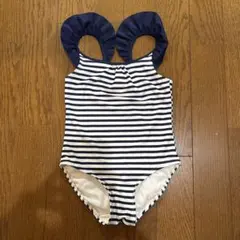 女の子用ストライプ水着（フリル付き）