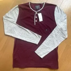 Abercrombie & Fitch M 長袖Tシャツ バーガンディ/グレー