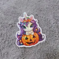 ユニコーン ハロウィン ステッカー キラキラ ホログラム パンプキン