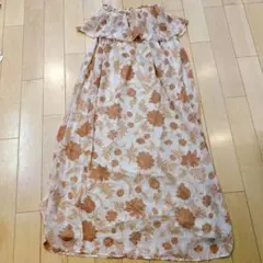 rienda リエンダ　S 上品な花柄シフォンのチューブトップワンピース　肩出し
