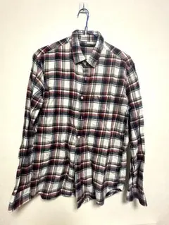 ニコアンド チェック柄 長袖ネルシャツ 古着 チェックシャツ 赤 ネルシャツ