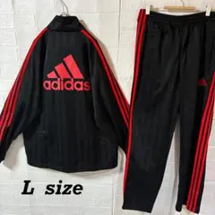 adidas originals 黒×赤ライン ジャージ上下セットアップ - メルカリ