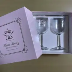 ハローキティ25周年 ペアワイングラス シャンパングラス ピンク & ブルー