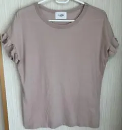 プティマインリアン半袖フリルTシャツ　くすみピンクコットン100のサムネイル