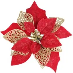 クリスマスツリー飾り 12個セット 赤 人工花 造花 クリスマス 花 フラワー