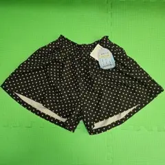【未使用】黒 白 水玉 ハーフパンツ 短パン 130cm 接触冷感 ストレッチ