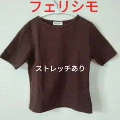 felissimo blossom ブラウン 半袖Tシャツ　ストレッチ　伸縮あり