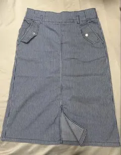 ストライプスカー4L 大きいサイズ　ウエストゴム　スリット入り