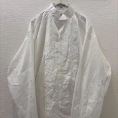 【STAGEACCENTS】ポリシャツ　古着　長袖　無地　白　モノトーン